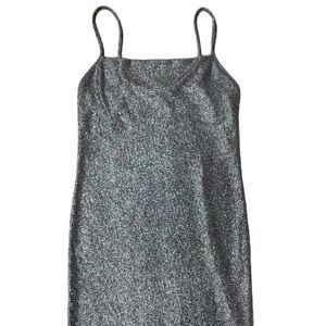 TOPSHOP Women's Metallic Sparkly
Shimmer Bodycon Mini Dress Silver Party Dress